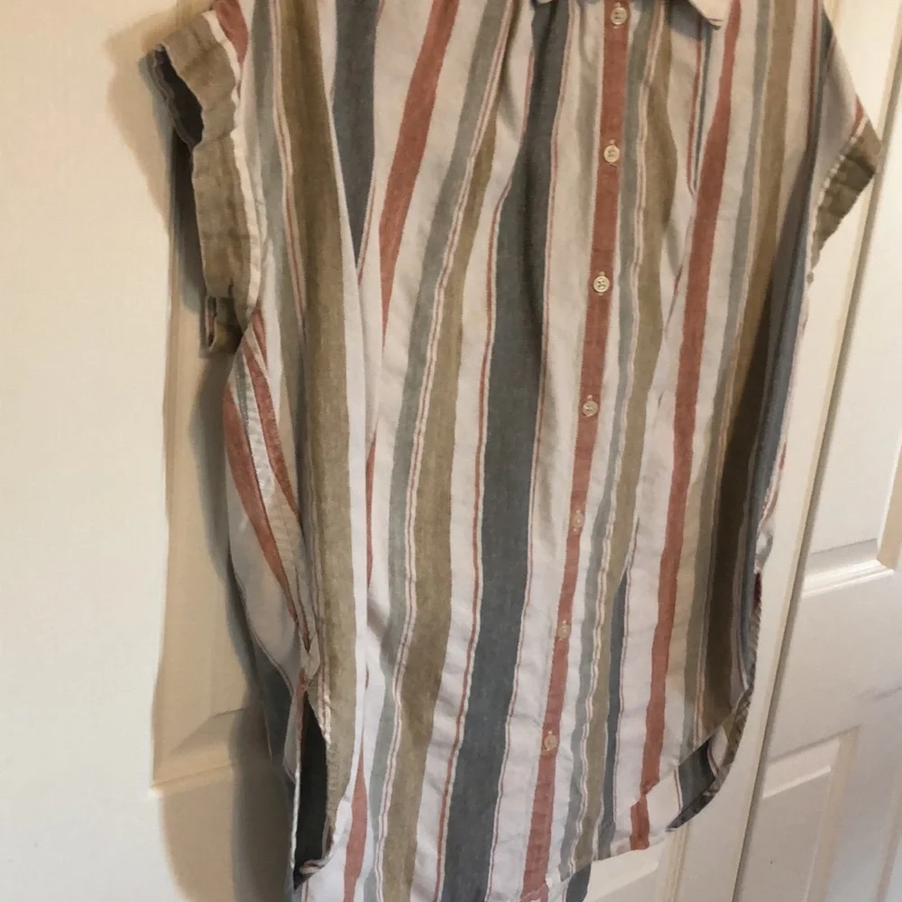 MADEWELL Central Tunic Shirt in Gillman Stripe Button Down Short Sleeve Small - Picture 3 of 7